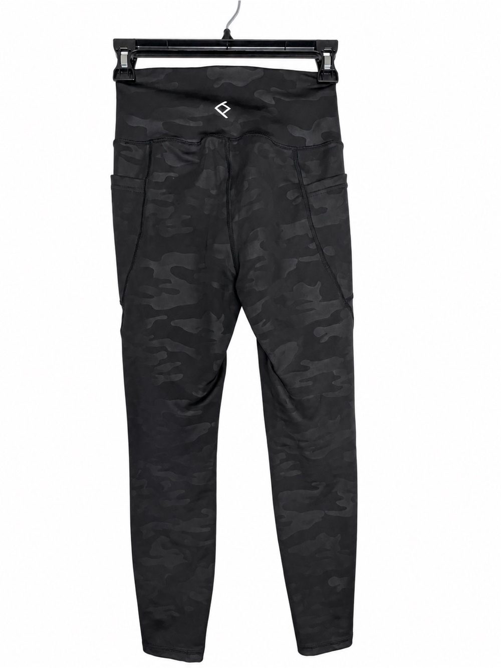 Black Camo Women’s Leggings Side Pockets Size Small Waist 24 Inseam 23 BSP